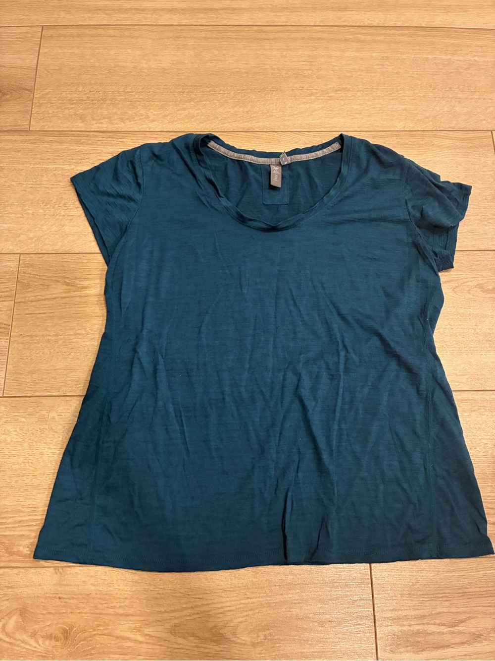 Ibex Women’s Wool Teal Short Sleeve Scoop Neck T-shirt Size L